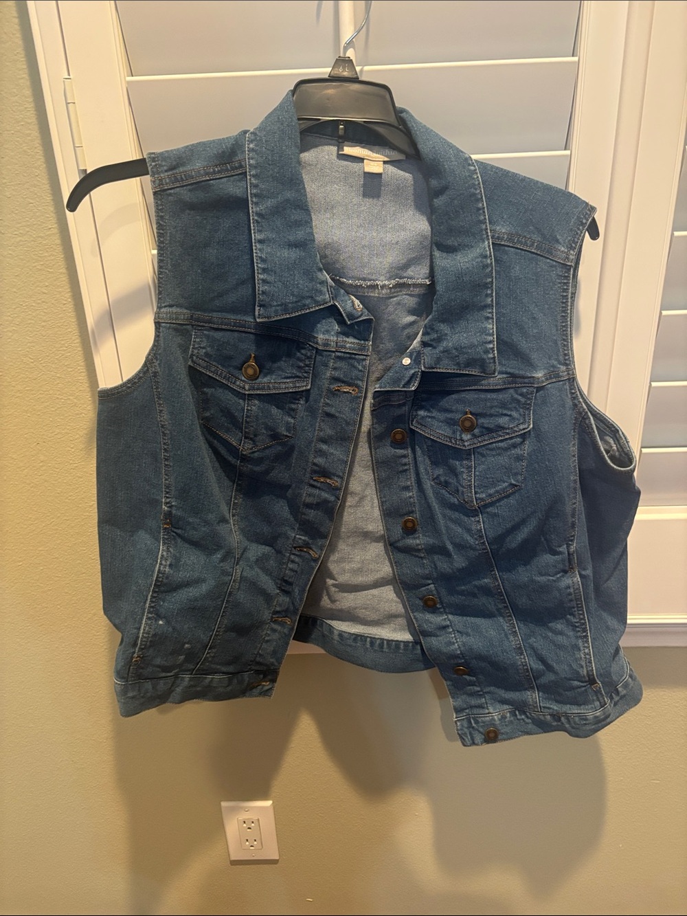Woman Within Blue Denim Vest - Trucker Style